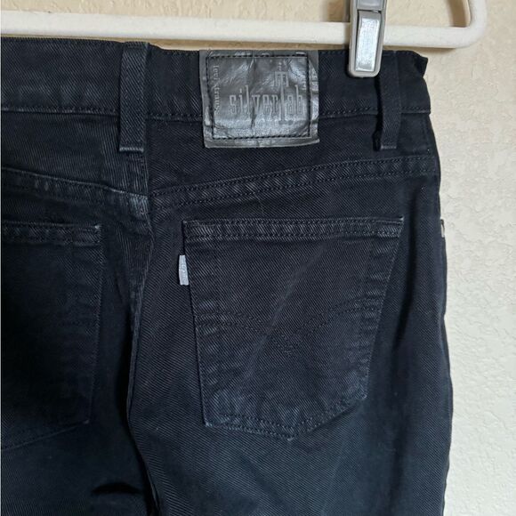 Vintage Silver Tab Levi's Jeans Slim Straight‎ Leg Black High Rise USA Sz 26 - Picture 1 of 7